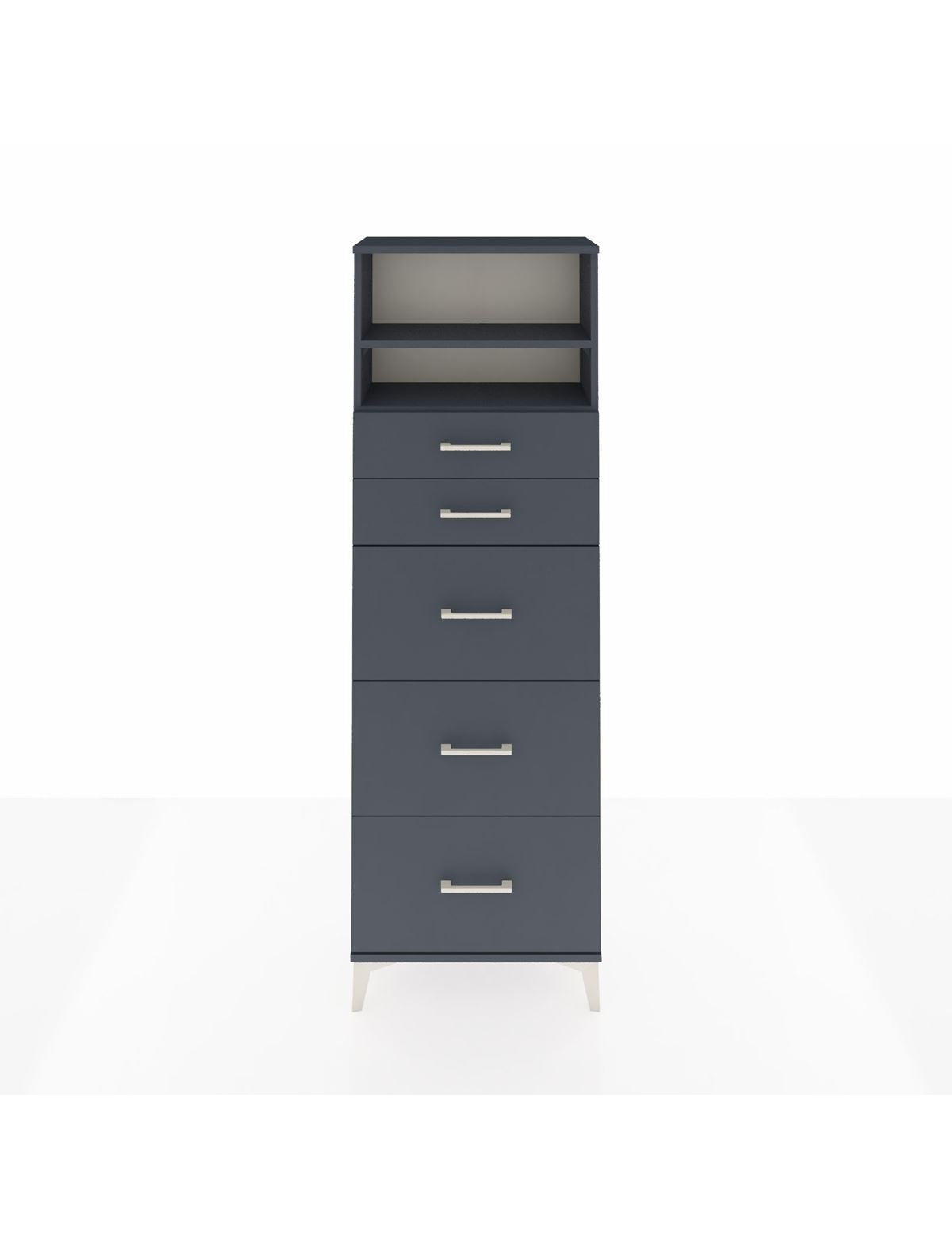 Arges Dolap 2 Raflı 5 Çekmeceli 60x30x182 Antrasit-Antrasit