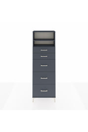 Arges Dolap 2 Raflı 5 Çekmeceli 60x30x182 Antrasit-Antrasit