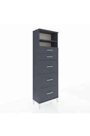 Arges Dolap 2 Raflı 5 Çekmeceli 60x30x182 Antrasit-Antrasit