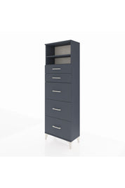 Arges Dolap 2 Raflı 5 Çekmeceli 60x30x182 Antrasit-Antrasit