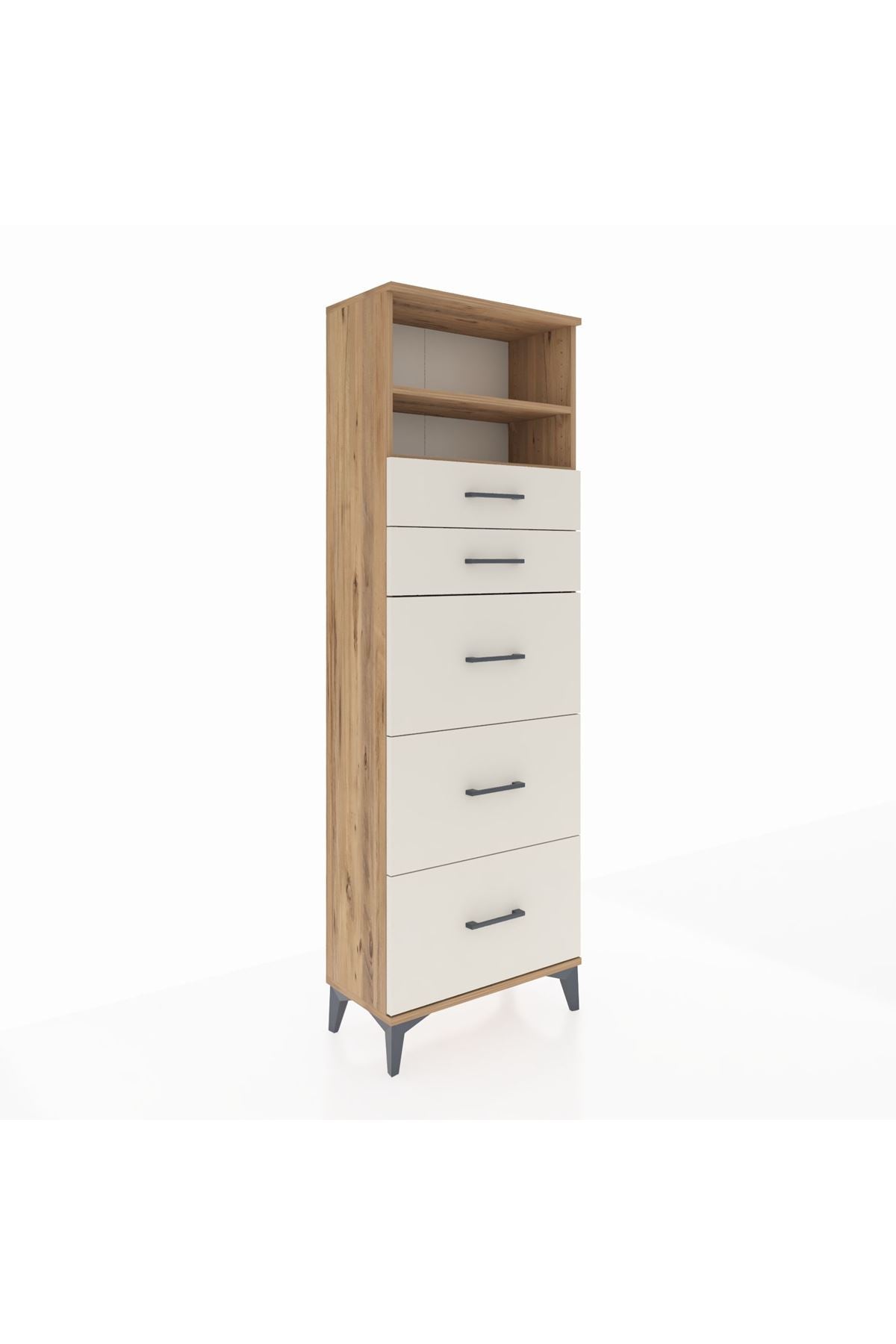 Arges Dolap 2 Raflı 5 Çekmeceli 60x30x182 - S23M050V7A