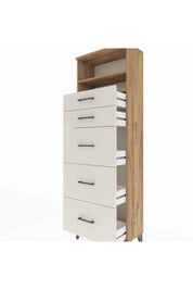 Arges Dolap 2 Raflı 5 Çekmeceli 60x30x182 Çam-Aytaşı