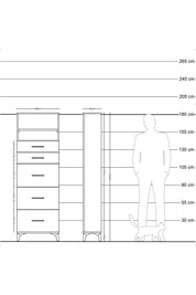 Arges Dolap 2 Raflı 5 Çekmeceli 60x30x182 Çam-Aytaşı