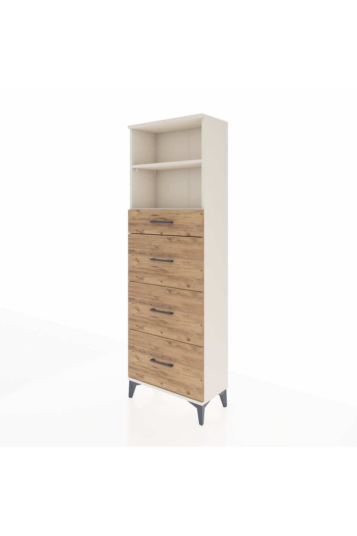 Arges Dolap 2 Raflı 4 Çekmeceli 60x30x182 Aytaşı-Çam