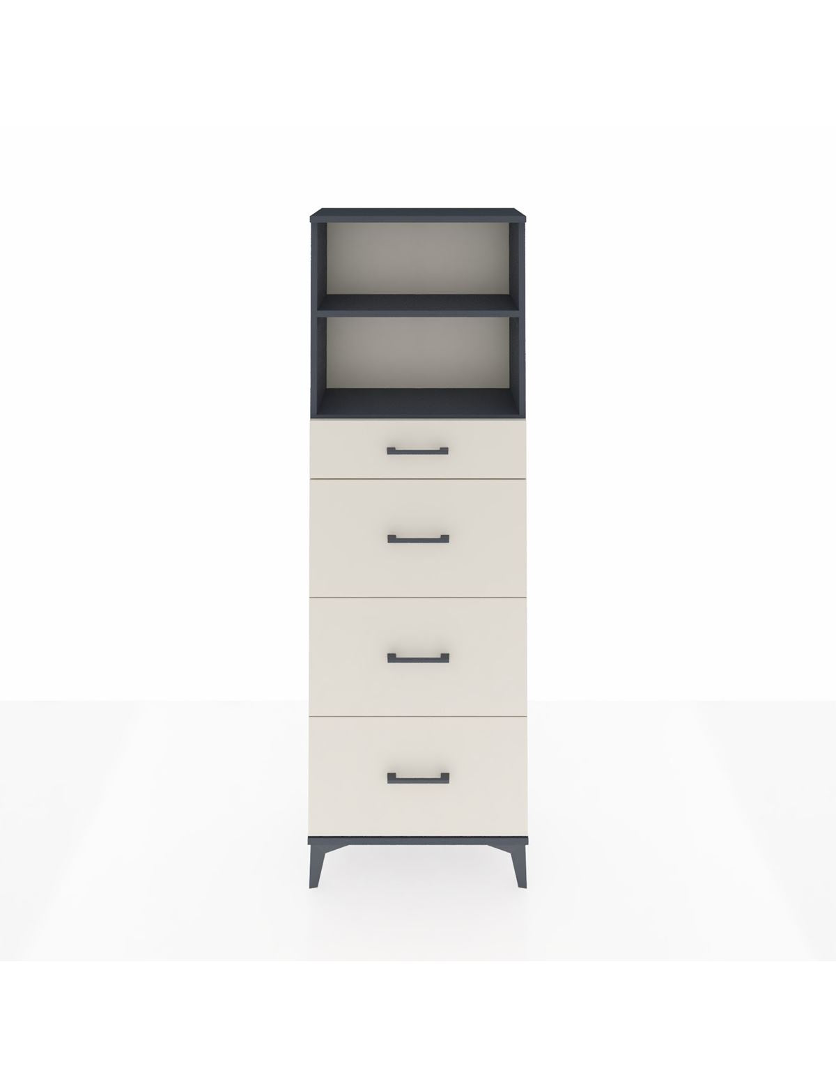 Arges Dolap 2 Raflı 4 Çekmeceli 60x30x182 Antrasit-Aytaşı