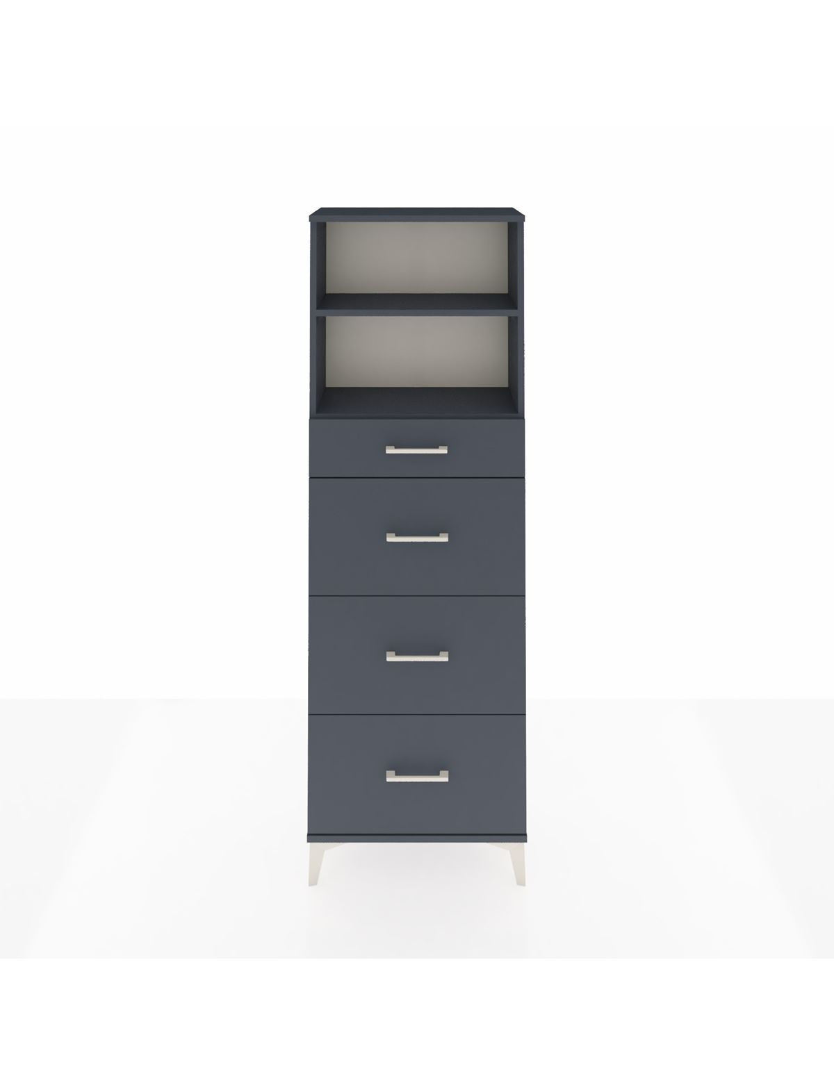 Arges Dolap 2 Raflı 4 Çekmeceli 60x30x182 Antrasit-Antrasit