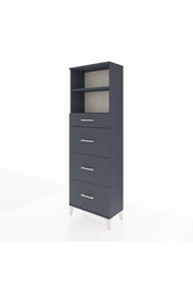 Arges Dolap 2 Raflı 4 Çekmeceli 60x30x182 Antrasit-Antrasit