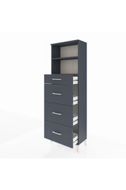 Arges Dolap 2 Raflı 4 Çekmeceli 60x30x182 Antrasit-Antrasit