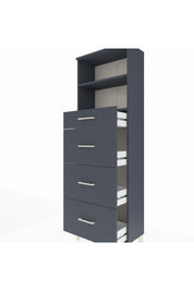 Arges Dolap 2 Raflı 4 Çekmeceli 60x30x182 Antrasit-Antrasit