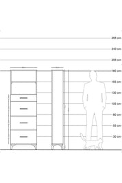 Arges Dolap 2 Raflı 4 Çekmeceli 60x30x182 Antrasit-Çam