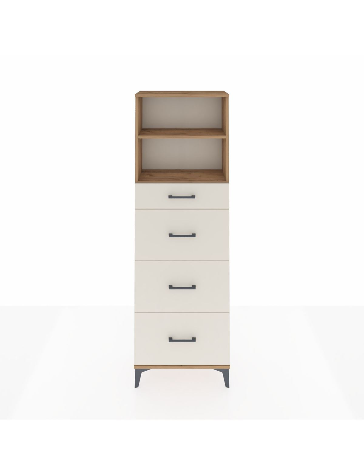 Arges Dolap 2 Raflı 4 Çekmeceli 60x30x182 Çam-Aytaşı