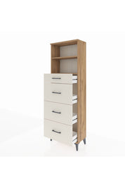 Arges Dolap 2 Raflı 4 Çekmeceli 60x30x182 Çam-Aytaşı