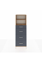 Arges Dolap 2 Raflı 4 Çekmeceli 60x30x182 Çam-Antrasit
