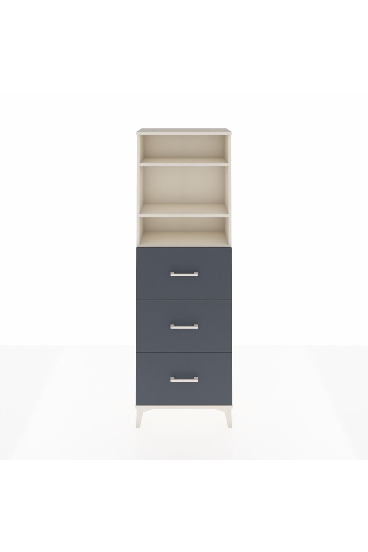 Arges Dolap 3 Raflı 3 Çekmeceli 60x30x182 Aytaşı-Antrasit