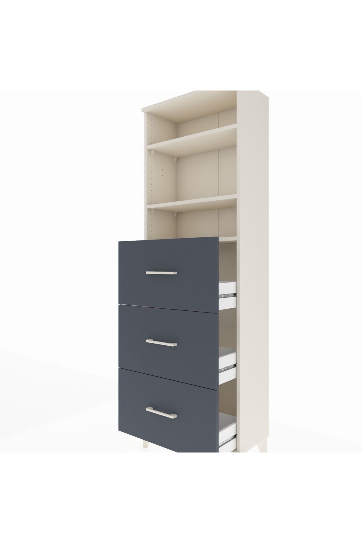 Arges Dolap 3 Raflı 3 Çekmeceli 60x30x182 Aytaşı-Antrasit