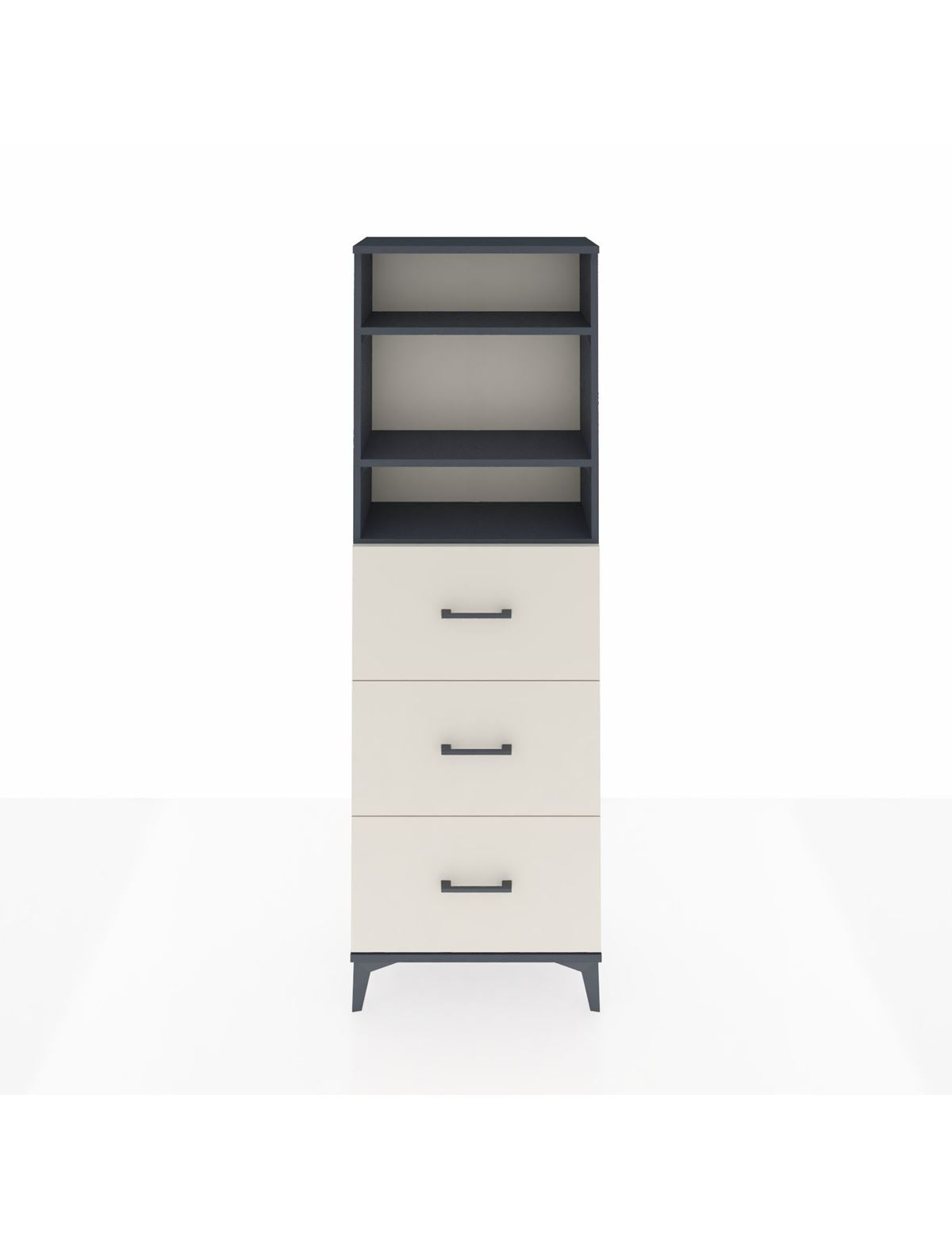 Arges Dolap 3 Raflı 3 Çekmeceli 60x30x182 Antrasit-Aytaşı