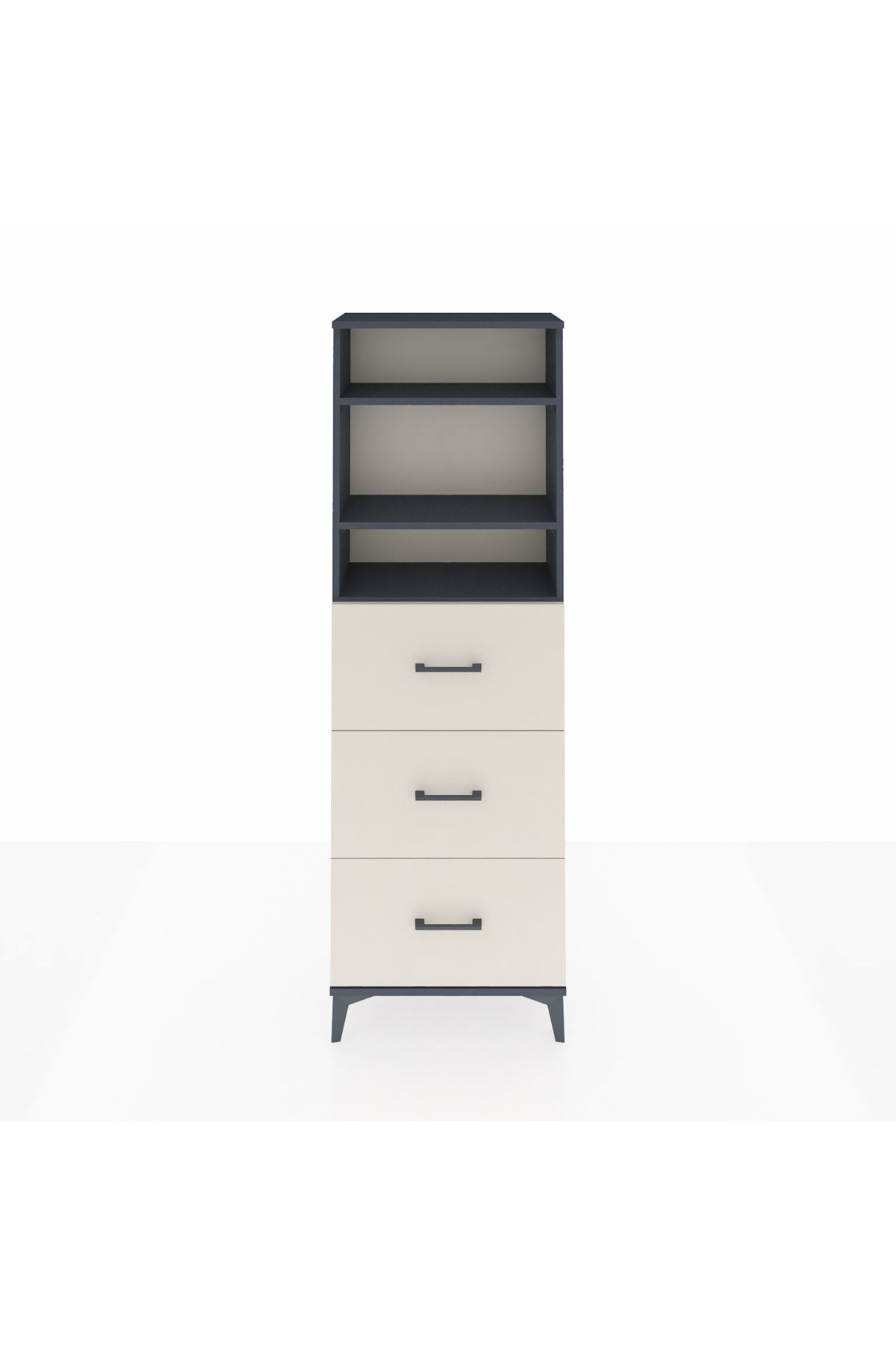 Arges Dolap 3 Raflı 3 Çekmeceli 60x30x182 Antrasit-Aytaşı