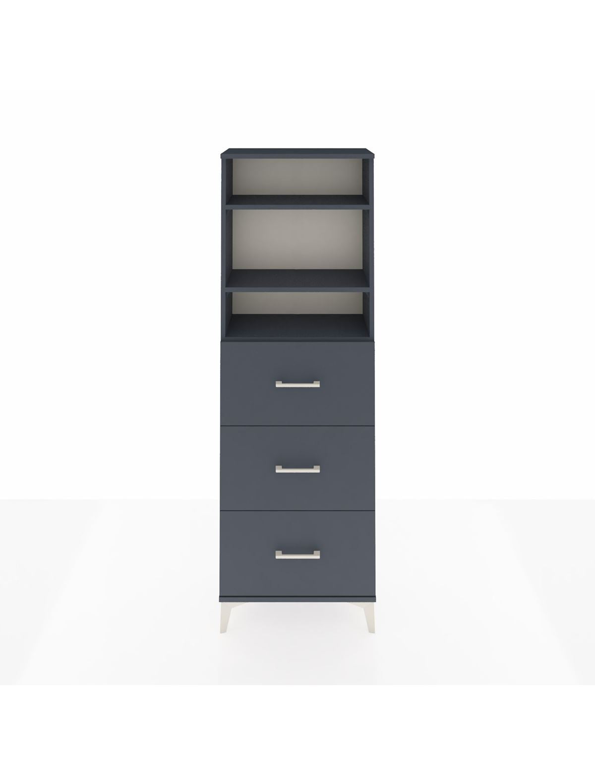 Arges Dolap 3 Raflı 3 Çekmeceli 60x30x182 Antrasit-Antrasit