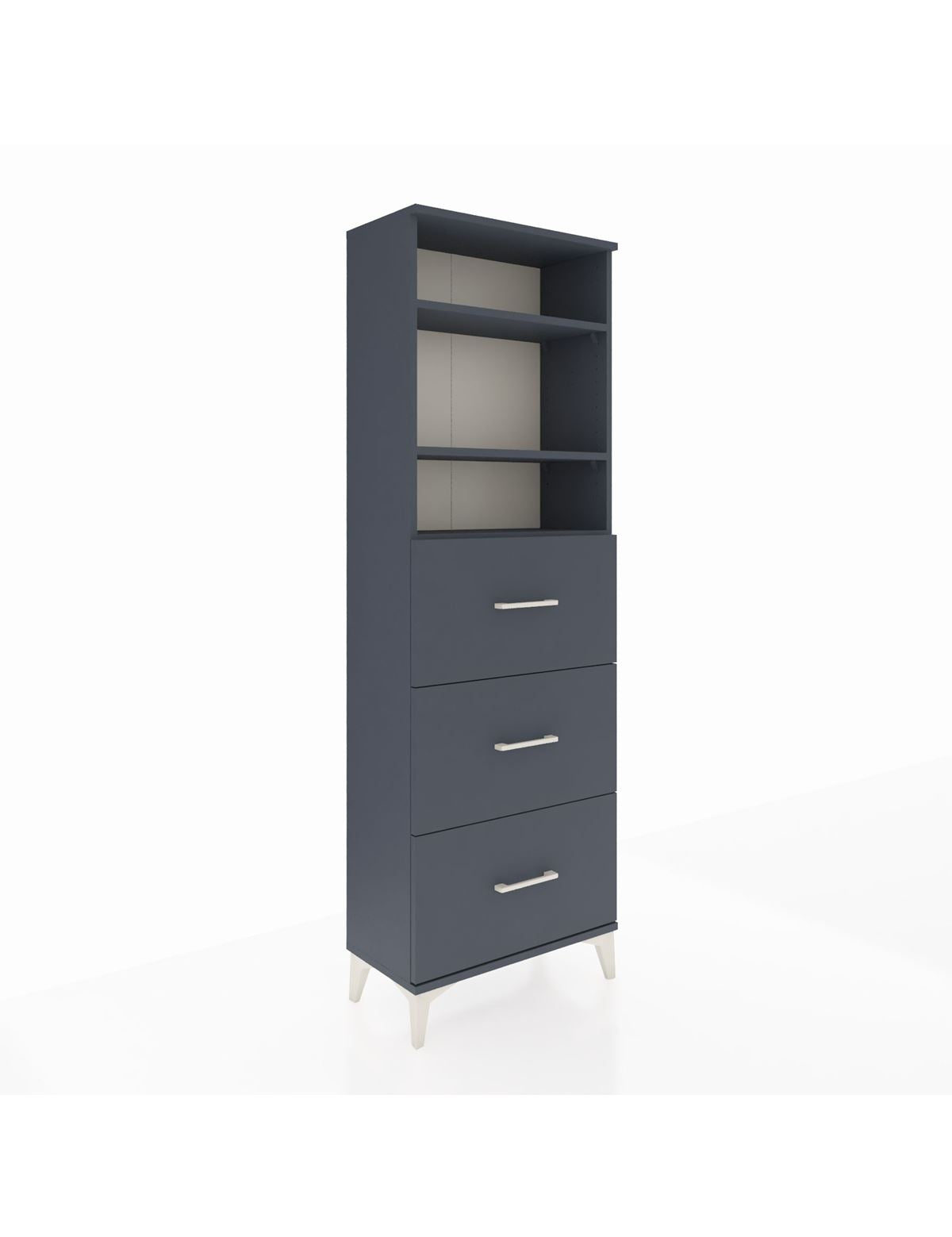 Arges Dolap 3 Raflı 3 Çekmeceli 60x30x182 Antrasit-Antrasit