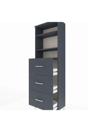 Arges Dolap 3 Raflı 3 Çekmeceli 60x30x182 Antrasit-Antrasit