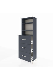 Arges Dolap 3 Raflı 3 Çekmeceli 60x30x182 Antrasit-Antrasit