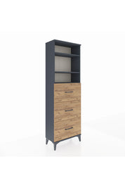 Arges Dolap 3 Raflı 3 Çekmeceli 60x30x182 Antrasit-Çam