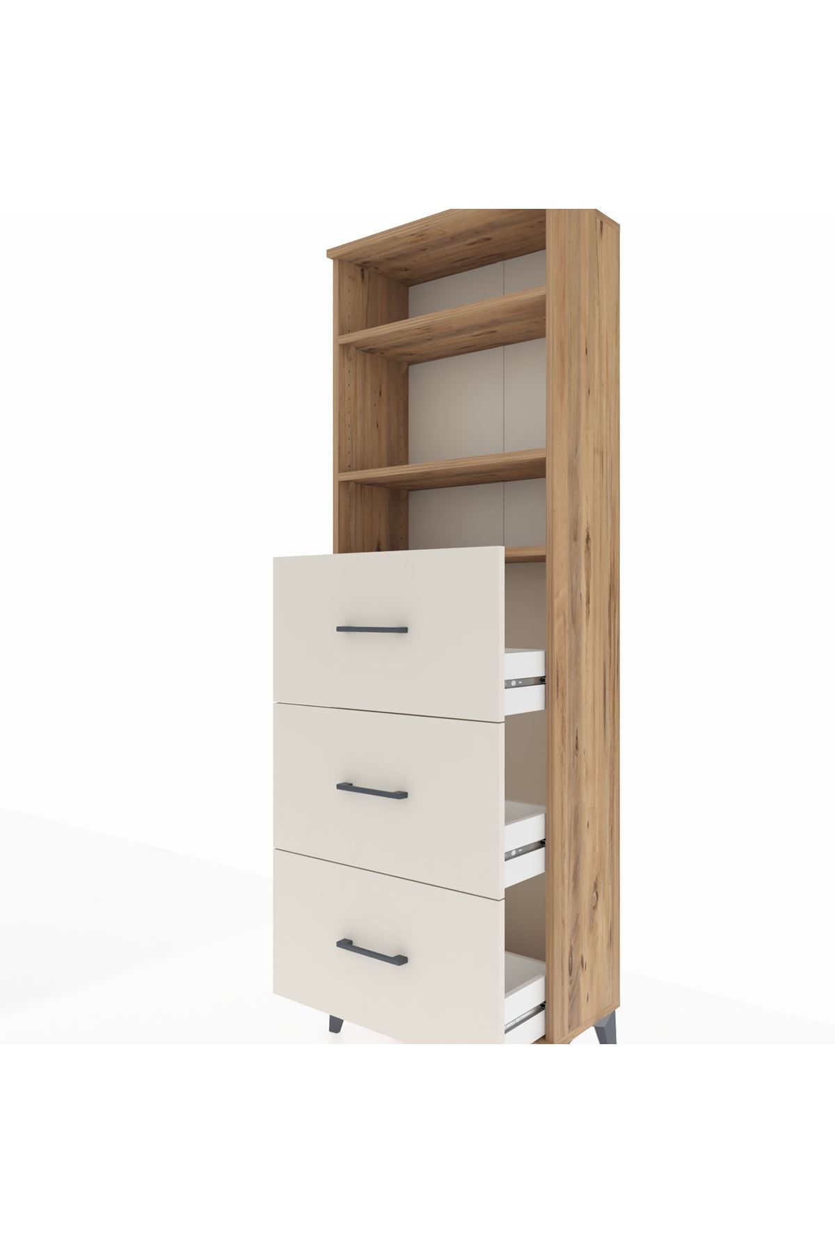 Arges Dolap 3 Raflı 3 Çekmeceli 60x30x182 Çam-Aytaşı