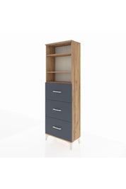 Arges Dolap 3 Raflı 3 Çekmeceli 60x30x182 Çam-Antrasit