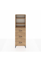 Arges Dolap 3 Raflı 3 Çekmeceli 60x30x182 Çam-Çam