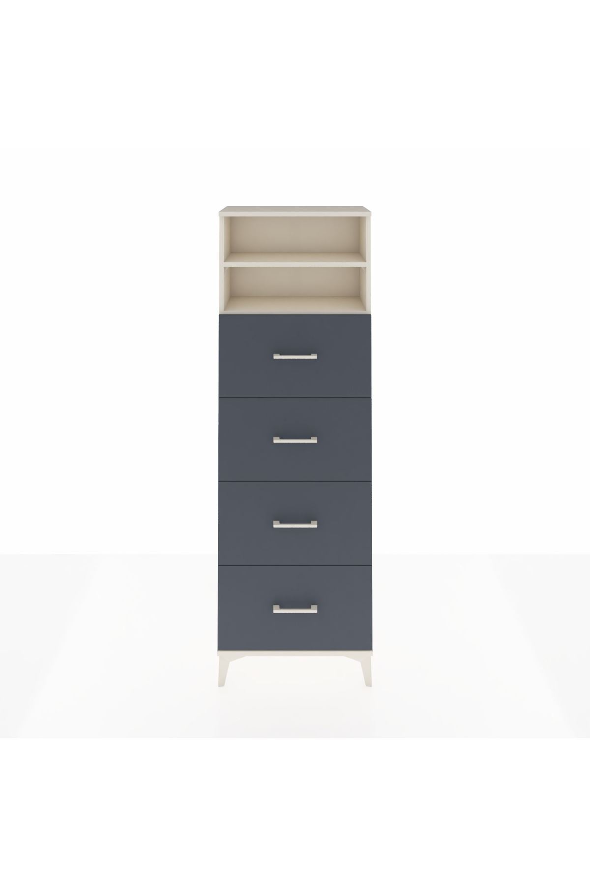 Arges Dolap 2 Raflı 4 Çekmeceli 60x30x182 Aytaşı-Antrasit