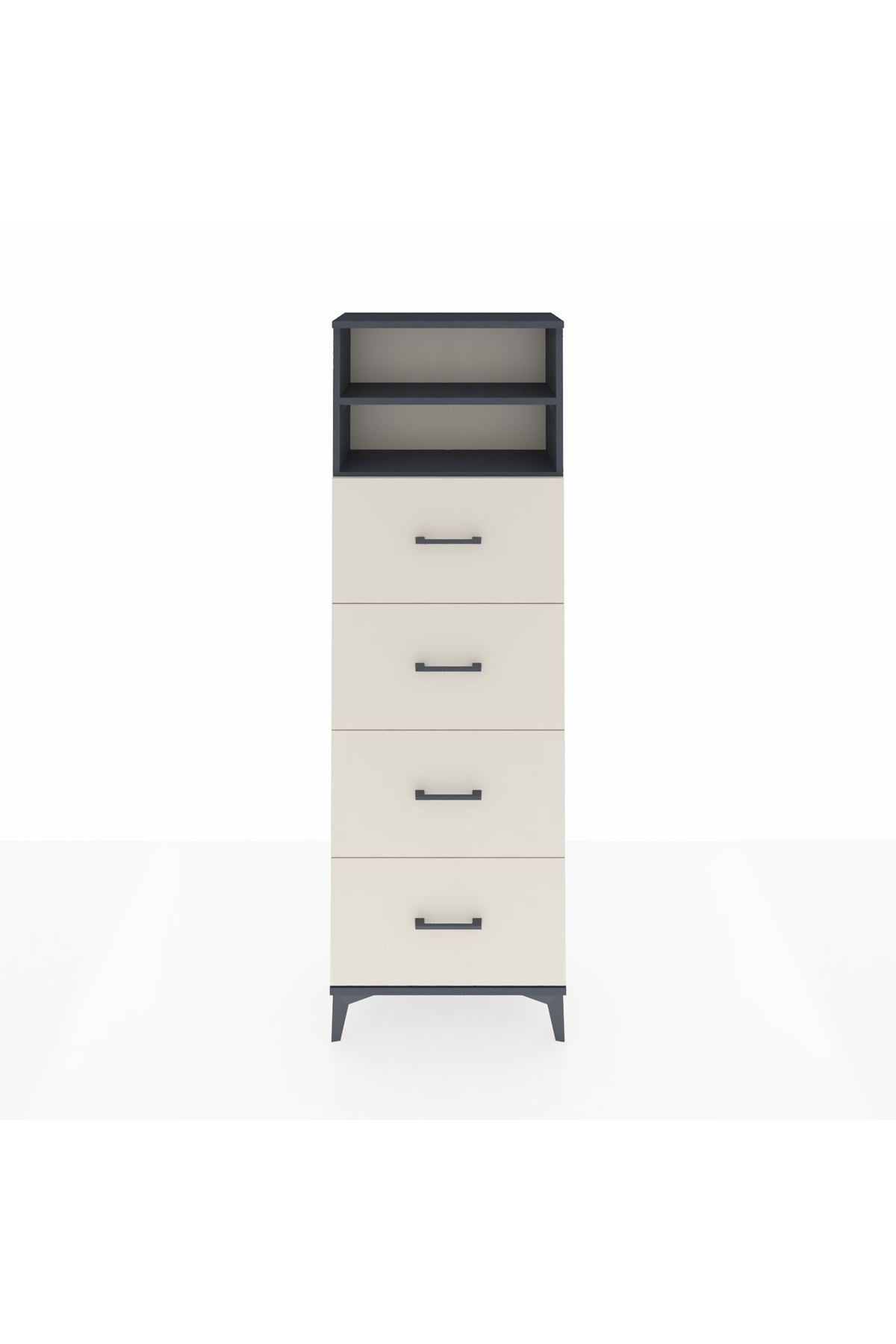 Arges Dolap 2 Raflı 4 Çekmeceli 60x30x182 Antrasit-Aytaşı