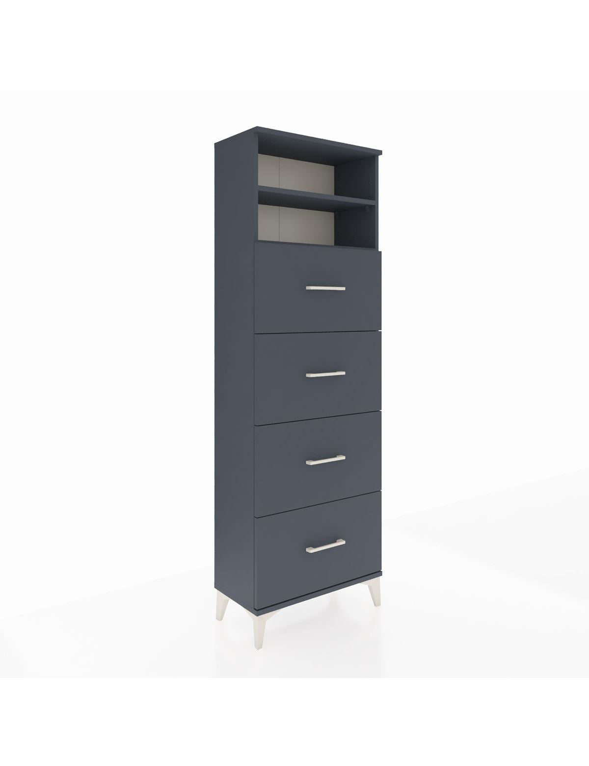 Arges Dolap 2 Raflı 4 Çekmeceli 60x30x182 Antrasit-Antrasit