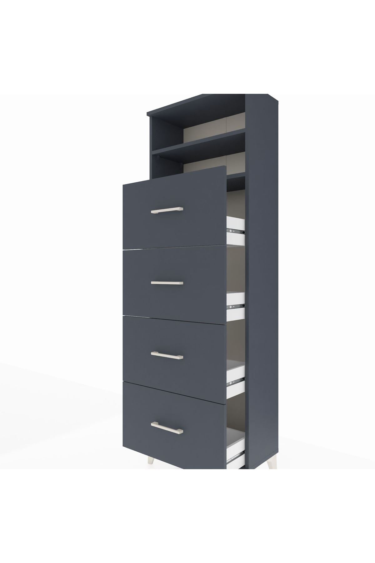 Arges Dolap 2 Raflı 4 Çekmeceli 60x30x182 - S23M053V5A