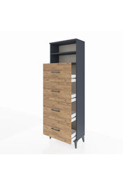 Arges Dolap 2 Raflı 4 Çekmeceli 60x30x182 - S23M053V6A