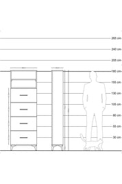 Arges Dolap 2 Raflı 4 Çekmeceli 60x30x182 Antrasit-Çam