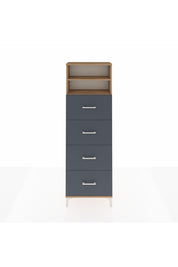 Arges Dolap 2 Raflı 4 Çekmeceli 60x30x182 Çam-Antrasit