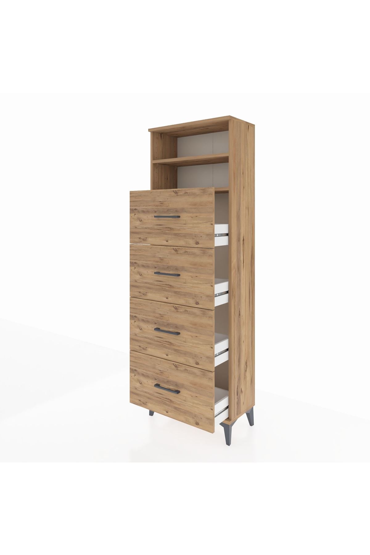 Arges Dolap 2 Raflı 4 Çekmeceli 60x30x182 - S23M053V9A