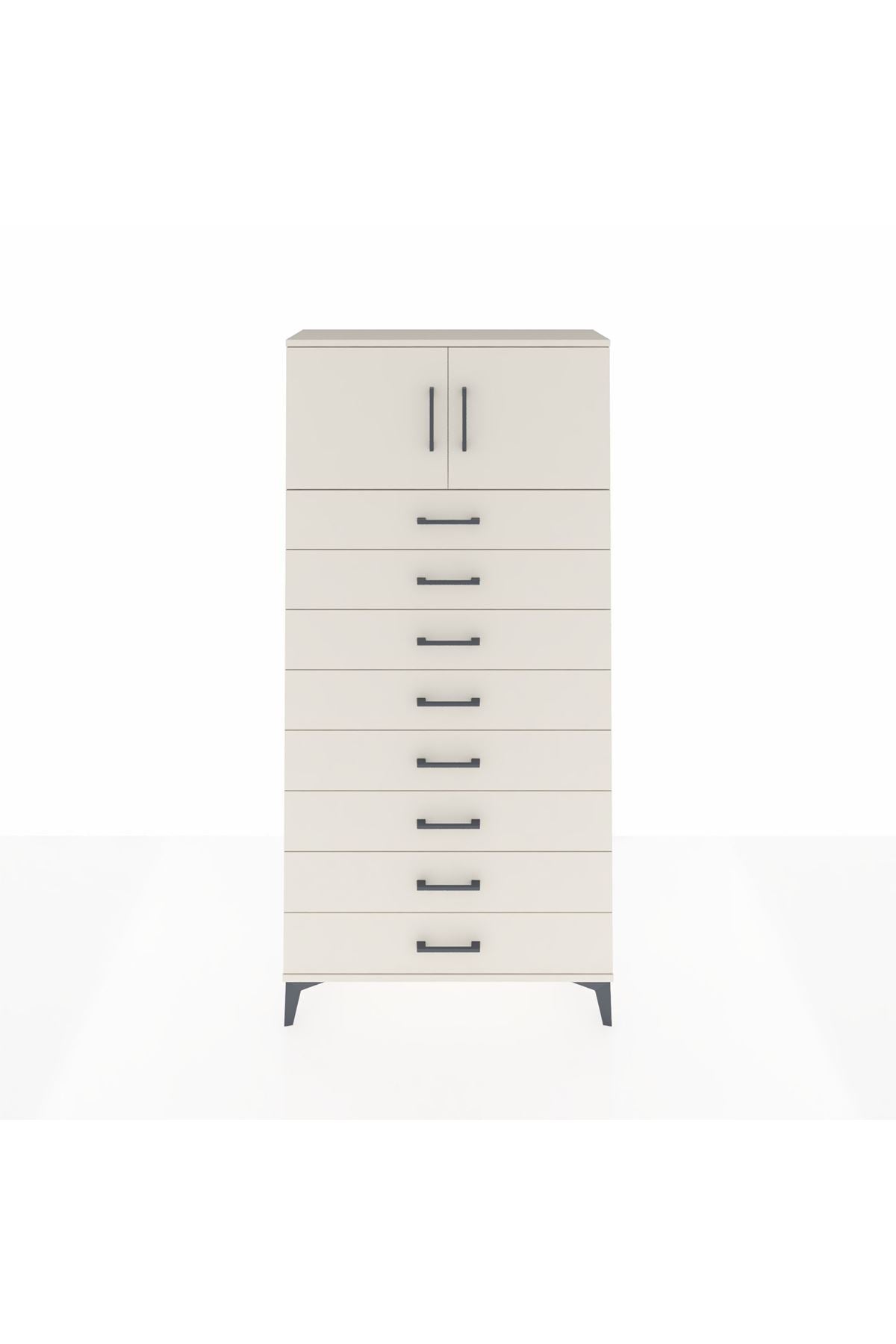 Arges Dolap Tek Raflı 8 Çekmeceli 2 Kapaklı 88x30x182 Aytaşı-Aytaşı