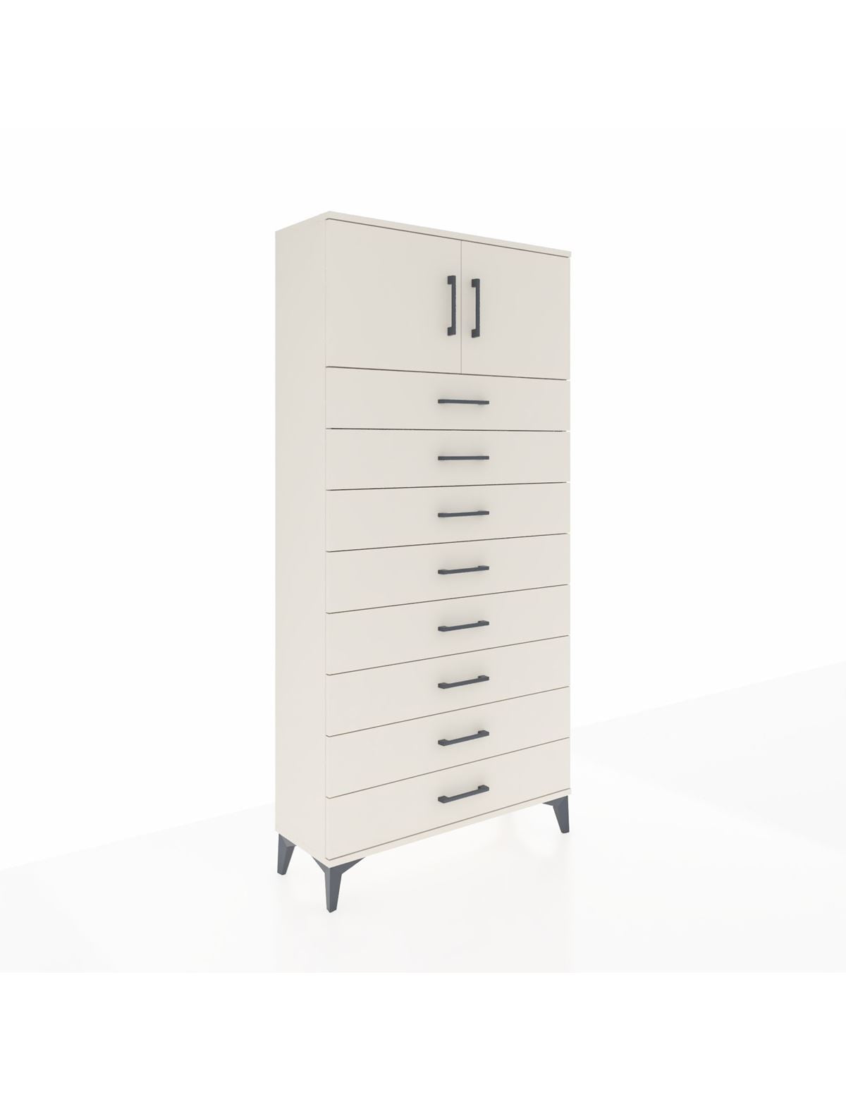 Arges Dolap Tek Raflı 8 Çekmeceli 2 Kapaklı 88x30x182 Aytaşı-Aytaşı