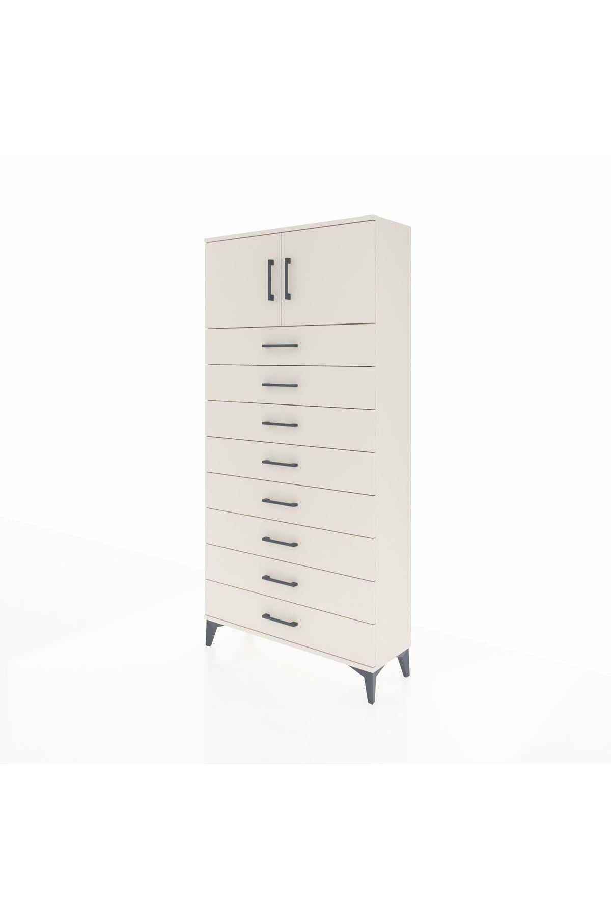 Arges Dolap Tek Raflı 8 Çekmeceli 2 Kapaklı 88x30x182 Aytaşı-Aytaşı