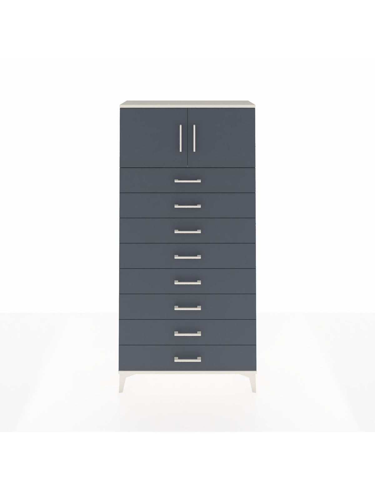 Arges Dolap Tek Raflı 8 Çekmeceli 2 Kapaklı 88x30x182 Aytaşı-Antrasit