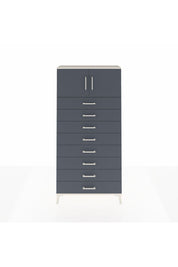 Arges Dolap Tek Raflı 8 Çekmeceli 2 Kapaklı 88x30x182 Aytaşı-Antrasit