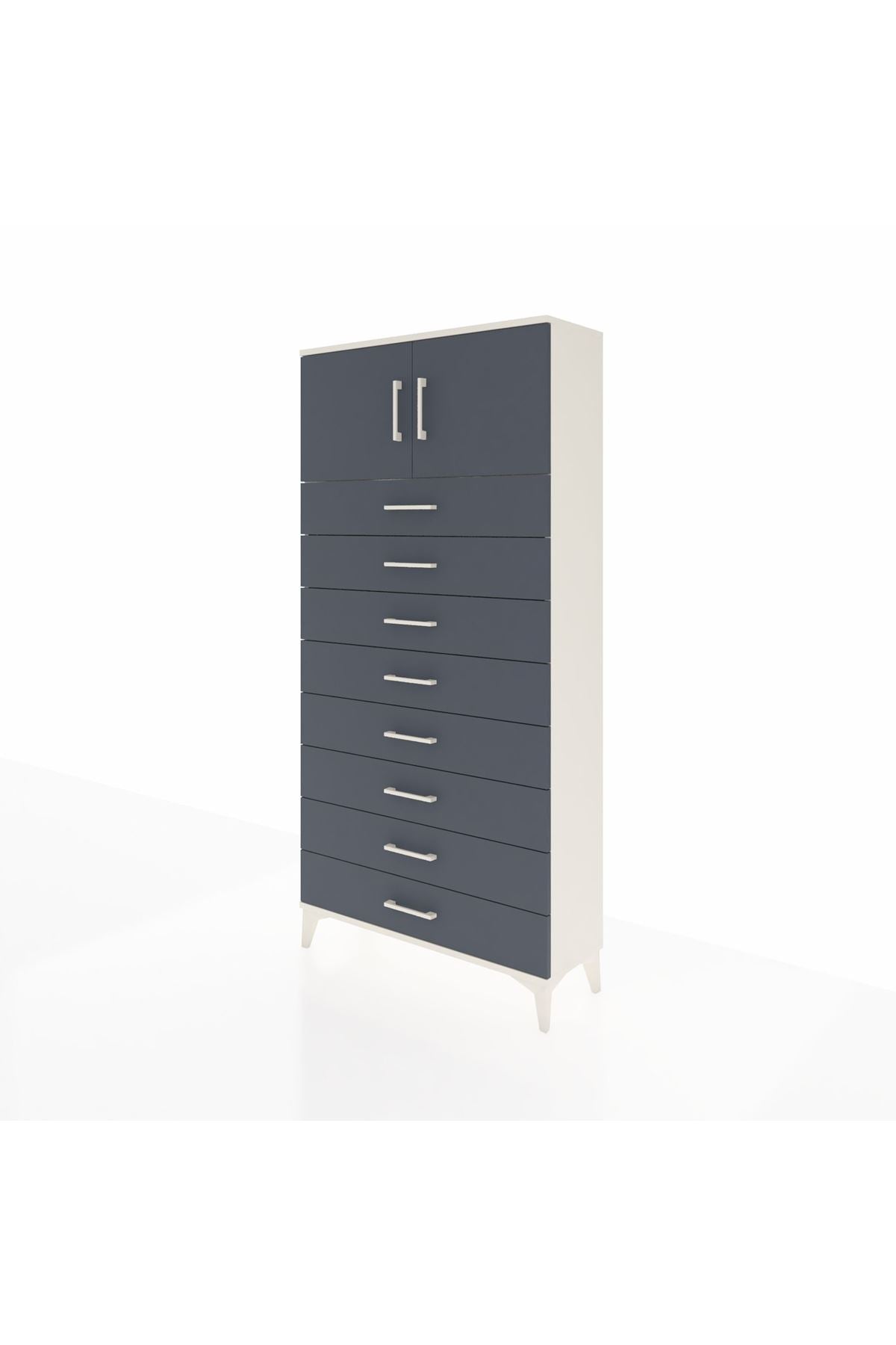Arges Dolap Tek Raflı 8 Çekmeceli 2 Kapaklı 88x30x182 - S24M001V2A