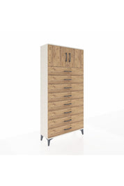 Arges Dolap Tek Raflı 8 Çekmeceli 2 Kapaklı 88x30x182 Aytaşı-Çam