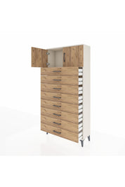 Arges Dolap Tek Raflı 8 Çekmeceli 2 Kapaklı 88x30x182 - S24M001V3A