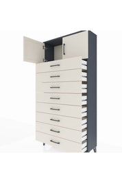 Arges Dolap Tek Raflı 8 Çekmeceli 2 Kapaklı 88x30x182 - S24M001V4A