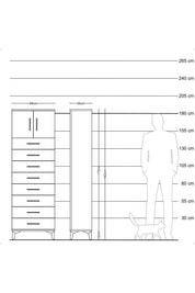 Arges Dolap Tek Raflı 8 Çekmeceli 2 Kapaklı 88x30x182 Antrasit-Aytaşı
