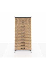 Arges Dolap Tek Raflı 8 Çekmeceli 2 Kapaklı 88x30x182