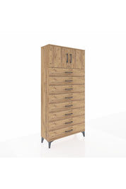 Arges Dolap Tek Raflı 8 Çekmeceli 2 Kapaklı 88x30x182 - S24M001V9A
