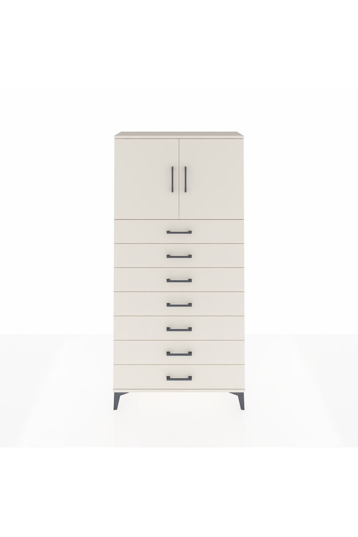 Arges Dolap 2 Raflı 7 Çekmeceli 2 Kapaklı 88x30x182 Aytaşı-Aytaşı